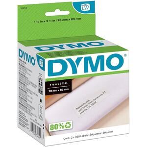 DYMO LW White Mailing Address Labels 30252 1-1/8 x 3-1/2 in 2 Rolls 700 Total